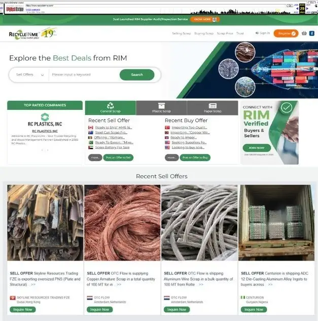 RecycleInMe latest website version from 2023 with full features