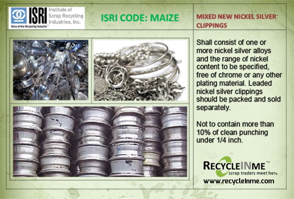 ISRI CODE: MAIZE - MIXED NEW NICKEL SILVER CLIPPINGS