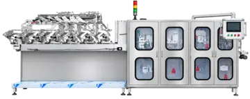 Multi needle sewing machine for recycling lines