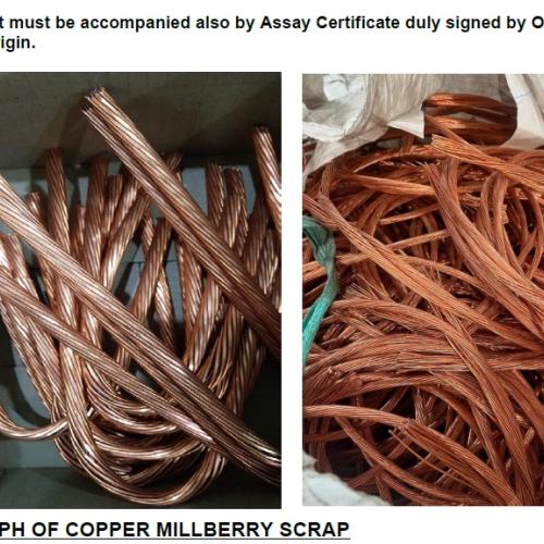 Copper | Offering 100MT Copper Millberry Scrap from Thailand Port to Asia and Middle East