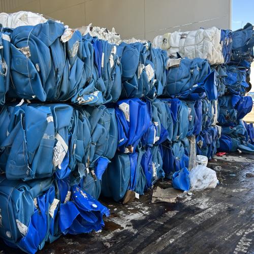 HDPE | Offering 18 MT of HDPE Drums in Blue and White Bales from Atlanta, Georgia